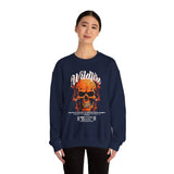 Wildfire Skull Flames Unisex Heavy Blend Crewneck Sweatshirt Gothic Inferno Graphic Bold Streetwear Motivational Statement Pullover