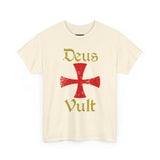 Unisex Deus Vult T Shirt Medieval Crusader Cross Graphic Tee Warrior Knight Inspired Vintage Christian Symbol Heavy Cotton Streetwear
