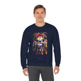 Rasta Lion Unisex Heavy Blend Crewneck Sweatshirt Reggae Inspired Bold Artistic Lion Headphones Design Jamaican Streetwear Symbol of Strength Rhythm and Chill Freedom by KLASSORO