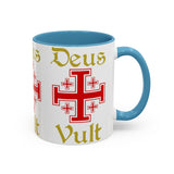 Deus Vult Accent Coffee Mug 11oz 15oz Red Cross Knight Crusader Ceramic Cup Bold Medieval Design Christian Symbol Faith Inspired Coffee Tea Gift Drinkware