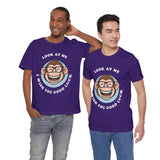 Smiling Monkey Cartoon Good Luck Design Unisex Heavy Cotton Tee Funny Cute Graphic Shirt Positive Vibes Humor Artwork Casual Wear Gift For Friends