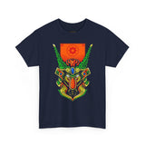 Cell Samurai Unisex Heavy Cotton Tee Vibrant Neon Japanese Warrior Art Streetwear T Shirt Futuristic Samurai Design Perfect For Anime Lovers Festivals Tattoo Artists And Modern Cultural Fashion Fans