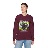Destiny Fearless Pursuit of Happiness Unisex Heavy Blend Crewneck Sweatshirt Gothic Skeleton Hands Globe Graphic Streetwear Bold Motivational Pullover