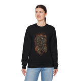 Burning Jester Skull Unisex Heavy Blend Crewneck Sweatshirt Gothic Flame Joker Skeleton Streetwear Pullover Dark Fantasy Art Design For Gamers Artists Metal Lovers And Rebels