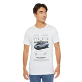 Cyber Truck Tesla Futuristic Electric Pickup Blueprint Art Unisex Heavy Cotton Tee Bold Streetwear Graphic Shirt For Car Lovers And Tech Enthusiasts