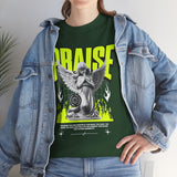 Praise Angel Statue Graphic Unisex Heavy Cotton Tee Spiritual Gothic Streetwear T-Shirt