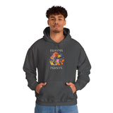 Blooms Person Unisex Heavy Blend Hooded Sweatshirt Graphic Hoodie Black Abstract Colorful Floral Head Artistic Streetwear Modern Creative Futuristic Fashion Outfit
