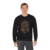 Burning Jester Skull Unisex Heavy Blend Crewneck Sweatshirt Gothic Flame Joker Skeleton Streetwear Pullover Dark Fantasy Art Design For Gamers Artists Metal Lovers And Rebels