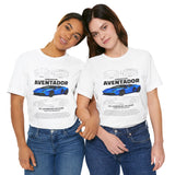 Aventador Blue Hypercar Blueprint Unisex Heavy Cotton Tee High Performance Streetwear Design for Car Enthusiasts Racers and Speed Lovers