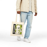 Not Alone Alien Tote Bag Sci Fi Extraterrestrial UFO Design Canvas Bag Space Lover Reusable Eco Friendly Durable Shopping Travel Lifestyle Tote Cotton Canvas Tote Bag