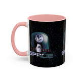 Space Galaxy Accent Coffee Mug 11oz 15oz Astronaut Spacecraft Earth Black Two Tone Ceramic Cup Gift for Space Lovers