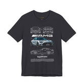 Mercedez Benz AGM Aggressive Silver Widebody Supercar Blueprint Unisex Heavy Cotton Tee Performance Street Machine Graphic Shirt For Car Lovers And Gearheads