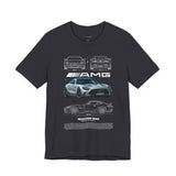 Mercedez Benz AGM Aggressive Silver Widebody Supercar Blueprint Unisex Heavy Cotton Tee Performance Street Machine Graphic Shirt For Car Lovers And Gearheads