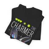 The Charmer Unisex Heavy Cotton Tee Futuristic Butterfly Graphic Streetwear Neon Cyber Aesthetic Artistic Fashion Statement T Shirt