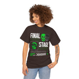 Final Stage Unisex Heavy Cotton Tee Graphic Black T Shirt Skull Neon Green Streetwear Futuristic Cyberpunk Bold Artistic Fashion Outfit