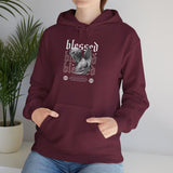 Blessed Angel Statue Graphic Unisex Heavy Blend Hooded Sweatshirt Gothic Streetwear Aesthetic Spiritual Bold Artistic Fashion Hoodie