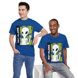 Unisex Not Alone Alien T Shirt Cartoon UFO Graphic Tee Extraterrestrial Sci Fi Space Themed Paranormal Conspiracy Inspired Streetwear Top