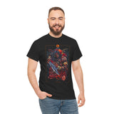 Guerrero Warrior Unisex Heavy Cotton Tee Tribal Strength Mythical Art Design Bold Red Battle Graphic Streetwear for Fighters, Heroes, and Cultural Legends