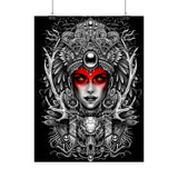Mystic Warrior Goddess Poster Museum-Quality Wall Art Print Sacred Feminine Energy Gothic Tribal Line Design Perfect for Home Decor Studios Meditation Corners and Art Lovers