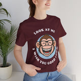 Smiling Monkey Cartoon Good Luck Design Unisex Heavy Cotton Tee Funny Cute Graphic Shirt Positive Vibes Humor Artwork Casual Wear Gift For Friends