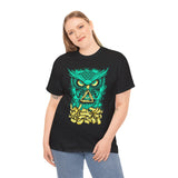 The Watcher Owl All Seeing Wisdom Unisex Heavy Cotton Tee Futuristic Mystic Streetwear T Shirt With Geometric Owl Symbol Neon Glow Artistic Design For Thinkers Visionaries And Night Owls