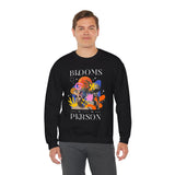 Blooms Person Unisex Heavy Blend Crewneck Sweatshirt Graphic Pullover Black Abstract Colorful Floral Head Artistic Modern Streetwear Creative Futuristic Fashion Outfit