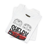 Shelby Red High Performance Muscle Coupe Blueprint Unisex Heavy Cotton Tee Retro Car Art Streetwear Gift for Gearheads Daily Wear Car Lovers Apparel