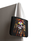 Rasta Lion Eco Tote Bag Vibrant Reggae Inspired Artistic Lion with Headphones Jamaican Island Style Bold Art Print Durable Cotton Canvas Bag for Music Lovers Travel or Daily Use by KLASSORO