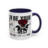 Be Your Self Rose Coffee Mug Bold Floral Motivational Design Ceramic Accent Mug Perfect for Morning Coffee Tea Hot Drinks Self Love Empowerment Gift for Friends Birthdays Cozy Moments