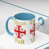 Deus Vult Accent Coffee Mug 11oz 15oz Red Cross Knight Crusader Ceramic Cup Bold Medieval Design Christian Symbol Faith Inspired Coffee Tea Gift Drinkware