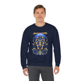 Eye Of Eternity Sweatshirt Unisex Premium Fleece Gold And Blue Egyptian Owl Pharaoh Design Symbolic Streetwear Spiritual Calm Comfort For Creative Souls