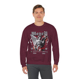 Money Bright Unisex Heavy Blend Crewneck Sweatshirt Angel Statue Graphic Gothic Streetwear Red Neon Artistic Fashion Pullover