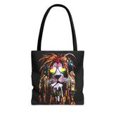 Rasta Lion Eco Tote Bag Vibrant Reggae Inspired Artistic Lion with Headphones Jamaican Island Style Bold Art Print Durable Cotton Canvas Bag for Music Lovers Travel or Daily Use by KLASSORO