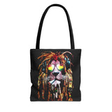 Rasta Lion Eco Tote Bag Vibrant Reggae Inspired Artistic Lion with Headphones Jamaican Island Style Bold Art Print Durable Cotton Canvas Bag for Music Lovers Travel or Daily Use by KLASSORO
