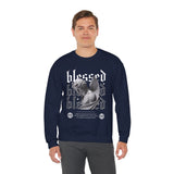 Blessed Angel Statue Graphic Unisex Heavy Blend Crewneck Sweatshirt Gothic Streetwear Aesthetic Spiritual Bold Artistic Pullover