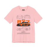 Orange Retro JDM Inspired Sports Coupe Blueprint Unisex Heavy Cotton Tee Street Racing Art Shirt for Car Lovers Daily Wear