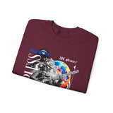 Fearless Memory Unisex Heavy Blend Crewneck Sweatshirt Graphic Pullover Black Astronaut Space Warrior Futuristic Sci Fi Bold Streetwear Artistic Fashion Outfit