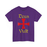 Unisex Deus Vult T Shirt Medieval Crusader Cross Graphic Tee Warrior Knight Inspired Vintage Christian Symbol Heavy Cotton Streetwear