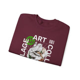 Collage Art Unisex Heavy Blend Crewneck Sweatshirt Graphic Pullover Black Abstract Modern Nature Inspired Futuristic Streetwear Creative Artistic Fashion Outfit