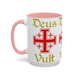 Deus Vult Accent Coffee Mug 11oz 15oz Red Cross Knight Crusader Ceramic Cup Bold Medieval Design Christian Symbol Faith Inspired Coffee Tea Gift Drinkware