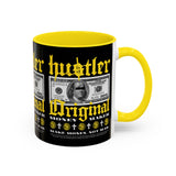 Hustler Original Money Maker Accent Coffee Mug 11oz 15oz Streetwear Bold Dollar Bill Graphic Motivational Entrepreneur Ceramic Cup