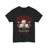 Monsters Skull Guardians Gothic Horror Unisex Heavy Cotton Tee Dark Graphic Halloween Streetwear Bold Vintage Skull T Shirt