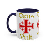 Deus Vult Accent Coffee Mug 11oz 15oz Red Cross Knight Crusader Ceramic Cup Bold Medieval Design Christian Symbol Faith Inspired Coffee Tea Gift Drinkware