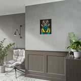 Toxic Genius Neon Gas Mask Skull Matte Vertical Poster Bold Cyberpunk Wall Art For Gamers Artists And Rebels Futuristic Science Aesthetic Room Decor Symbol Of Creativity And Power