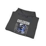 Civilization Eye Of Memory Graphic Unisex Heavy Blend Hooded Sweatshirt Futuristic Visionary Streetwear Abstract Blue Eye Gothic Hoodie