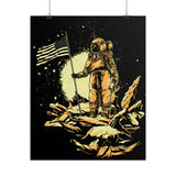 Lunar Legacy Astronaut Art Matte Vertical Poster Space Exploration Wall Art Bold Cosmic Design Premium Home Decor Inspirational Gift for Sci Fi Lovers Dreamers and Visionary Explorers