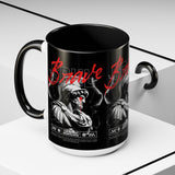 Brave Soul Warrior Accent Coffee Mug 11oz 15oz Black Ceramic Two Tone Cup Bold Statue Design with Red Script Gift for Coffee Lovers