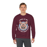 Look At Me I Wish You Good Luck Funny Pig Unisex Sweatshirt Hilarious Cartoon Graphic Pullover Positive Vibes Humor Design Cozy Casual Wear Gift Idea