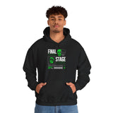Final Stage Unisex Heavy Blend Hooded Sweatshirt Graphic Hoodie Black Skull Neon Green Streetwear Futuristic Cyberpunk Bold Artistic Fashion Outfit