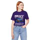 Bullet Blue Street Racing Artwork Unisex Heavy Cotton Tee High Performance Inspired Graphic Shirt For Car Lovers And Urban Streetwear Fans